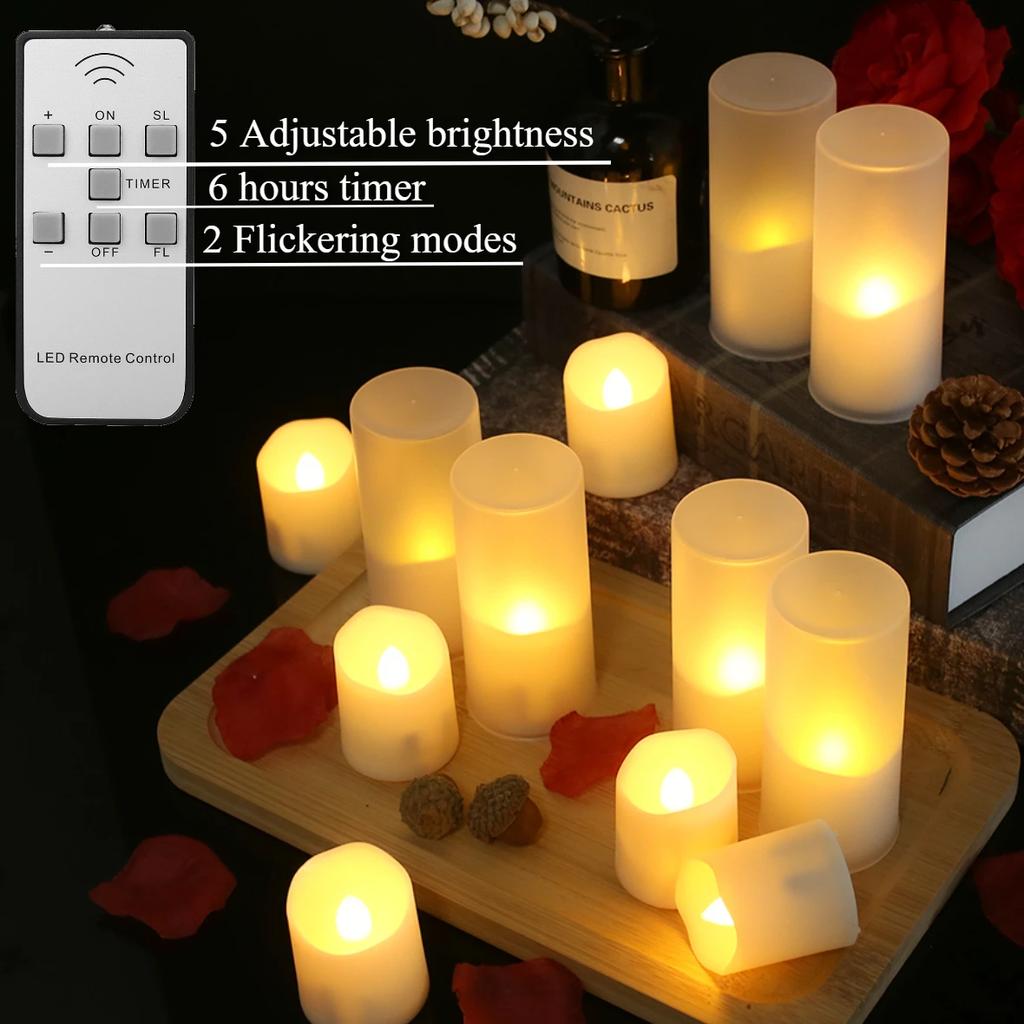 Rechargeable Flameless Votive Candles with Timer Remote Flickering LED Tea Lights with USB Charging Cable Electric Xmas Candles