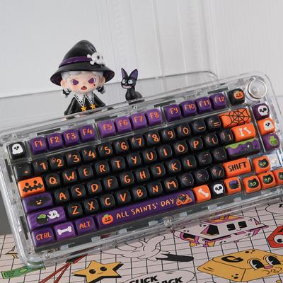 130 kláves Halloweenský MOA profil Vlastní klávesy pro mechanickou klávesnici Keycaps Sublimační PBT Keycaps pro spínače Cherry MX Mechanická klávesnice