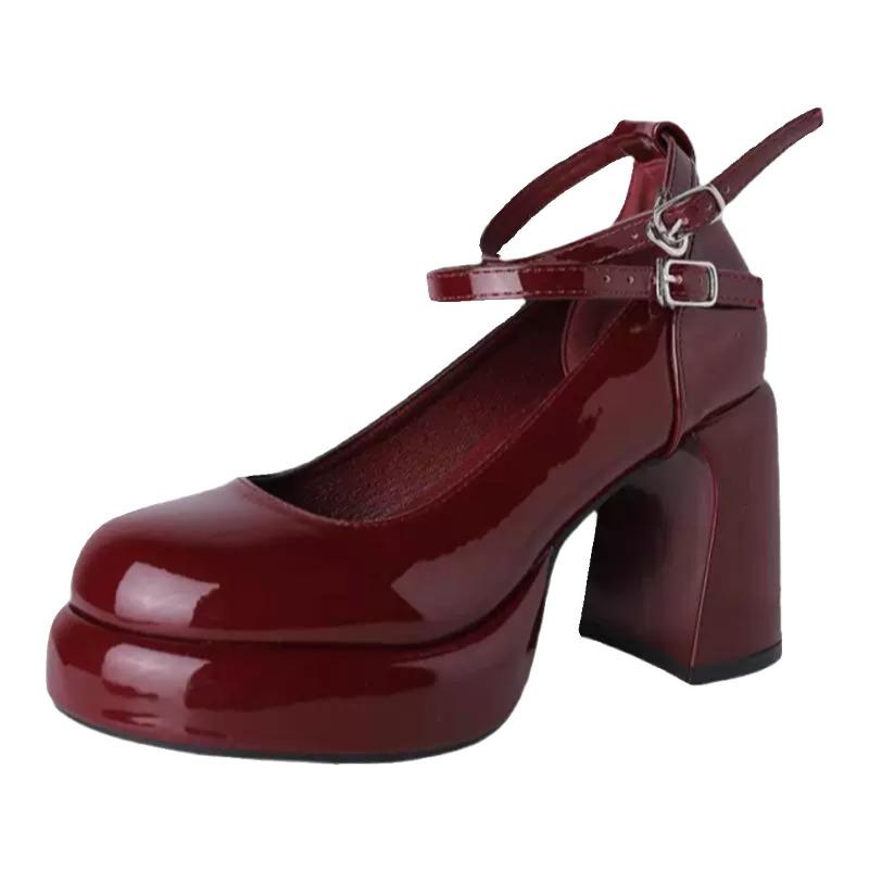 Fashion Mary Jane Pumps for Women Girls Fashion Brand New Double Buckle Chunky Heel Wedding Dress Shoes Spring New Classic Pumps