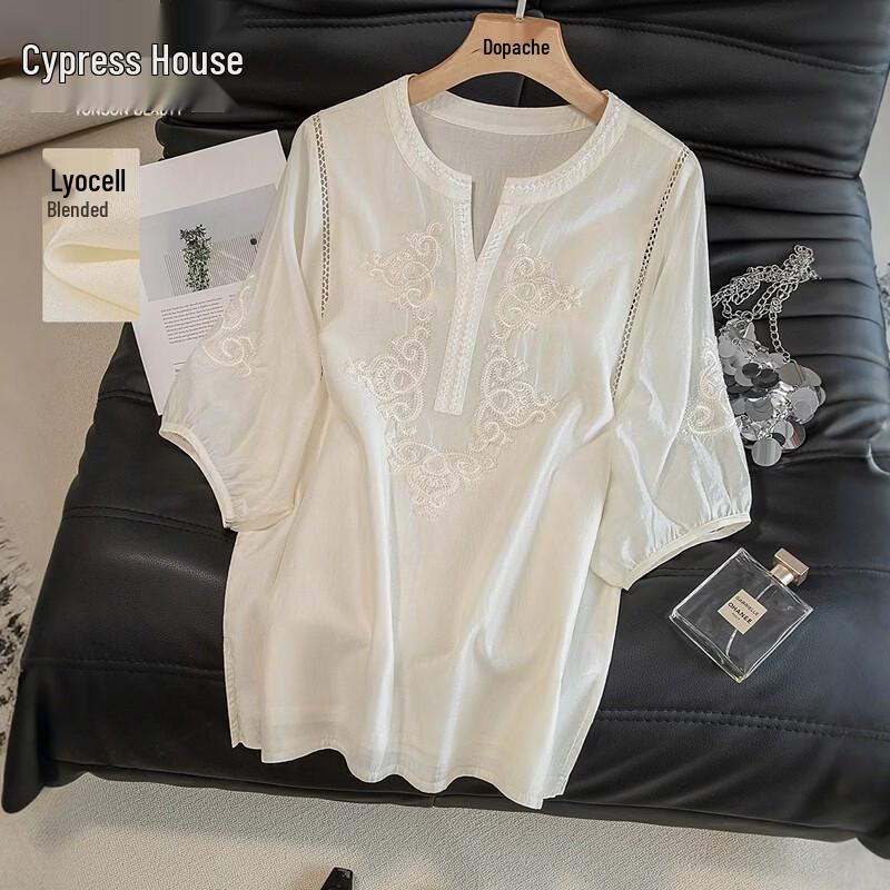Women s Lyocell Sheer Round-Neck Blouse XL