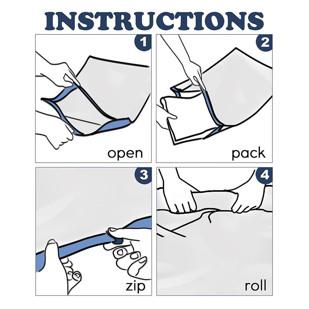 6PC Roll-Up Compression Vacuum Storage Bags Foldable Travel Space Saver Bags Plastic Compressed Home Clothes Storage Bags