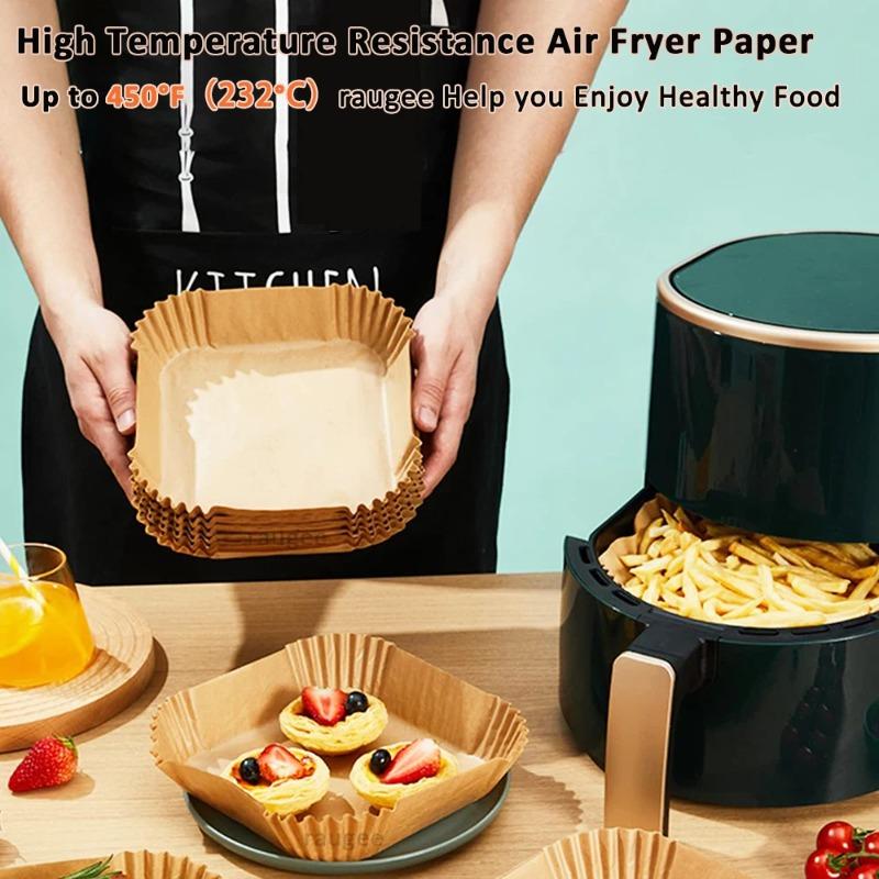 Air Fryer Paper Disposable Airfrying Baking Paper Round Square Air Fryer Liners Non-Stick Air Fryer Disposable Paper 50/100/200pcs