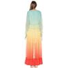 Women's Deep V-long Sleeved  Bohemian Dress Summer Printing Gradient Elegant Maxi Dress Patchwork Rainbow Color Party Dress Ruffles Sweet Vestidos