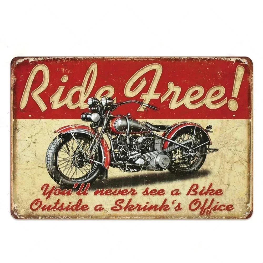 Signs Vintage Shabby Metal Tin Sign Motorcycle Rider Poster Art Tinplate Plaques Garage Motor Club Decor Painting Art Wall Plate