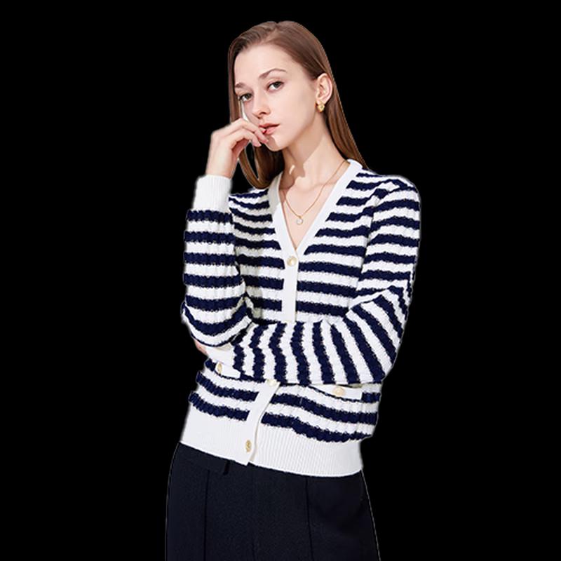 Navigare Women's Long Sleeve V-Neck Wool Cardigan Sweater 2234092021