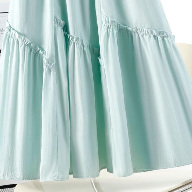 Fustă Zână cu Talie Elastică - Fustă Midi Asimetrică Retro de Primăvară/Vară cu Volane, Patchwork, Linie A, Fustă Lungă