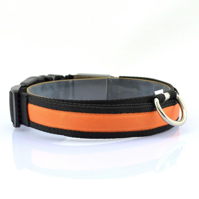 Adjustable Size Usb Rechargeable Led Pet Collar For Cats And Dogs Nylon Material