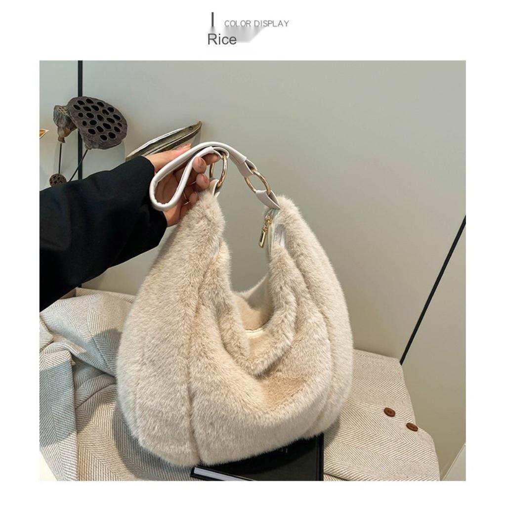 Tote Bag Women Plush Stitching Daily