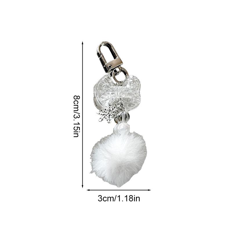 1Pc Snowflake Keychain Bow Phone Chain Hair Ball Mao Qiu Keychain Pendant Snowflake Bead String Key Buckle Chain