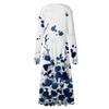 Women's And Winter Casual Fashion V-neck Long Sleeve Print Long Dress