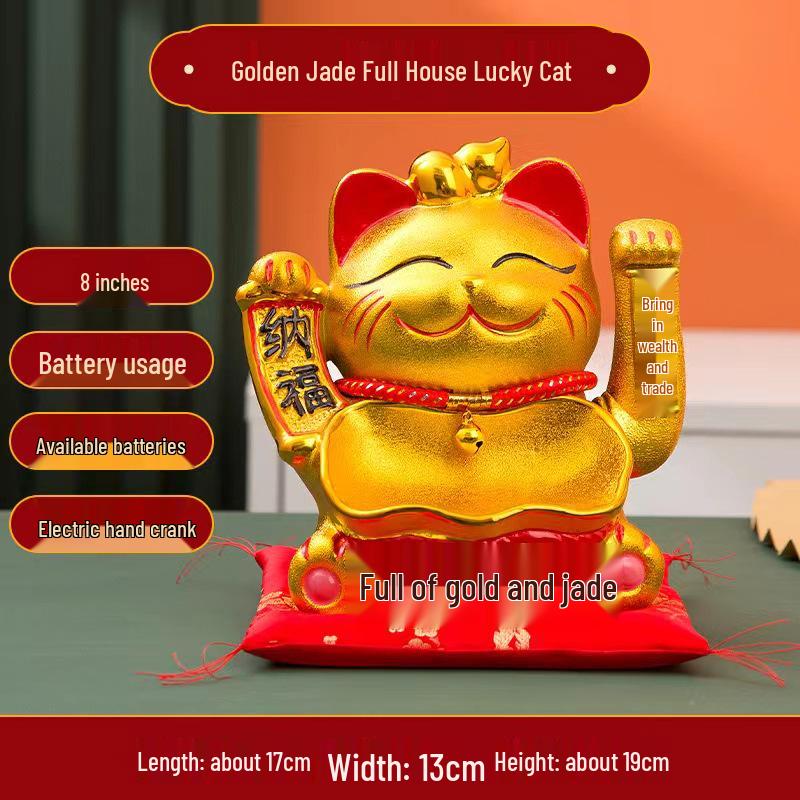 Ceramic Lucky Cat Figurine with Waving Hand – Customizable Gold Shop Gift for 2026 Opening Ceremony