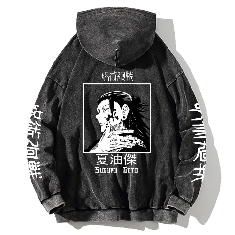 Geto Suguru Trykket Hettegenser Jujutsu Kaisen Manga Gensere Herre Dame Klær Langermet Streetwear Vasket Bomull Genser