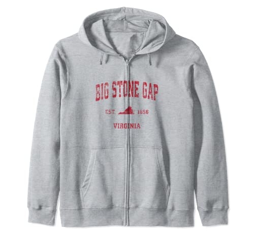 

Big Stone Gap Virginia VA Vintage Sport Design Red Print Zip Hoodie