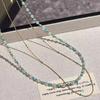 Natural Freshwater Pearl Turquoise Necklace Women's Ins Niche Light Luxury 11K Gold Double-layer Stacked High-end Neck Chain