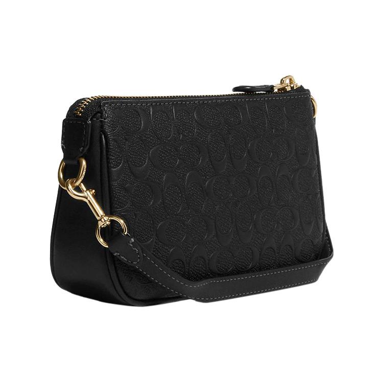 New COACH Nolita Calfskin With Leather Shoulder Bag, Wrist Bag, Clutch Trumpets Women's Black C7362-IMBLK
