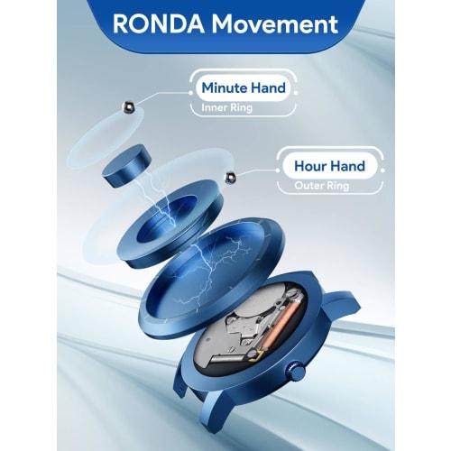 EUTOUR Men's Magnetic Watch with Ball Bearing Design, Quartz Movement, Minimalist Casual Design, Waterproof, 40mm, Rose Gold Dial, Black Stainless Ste