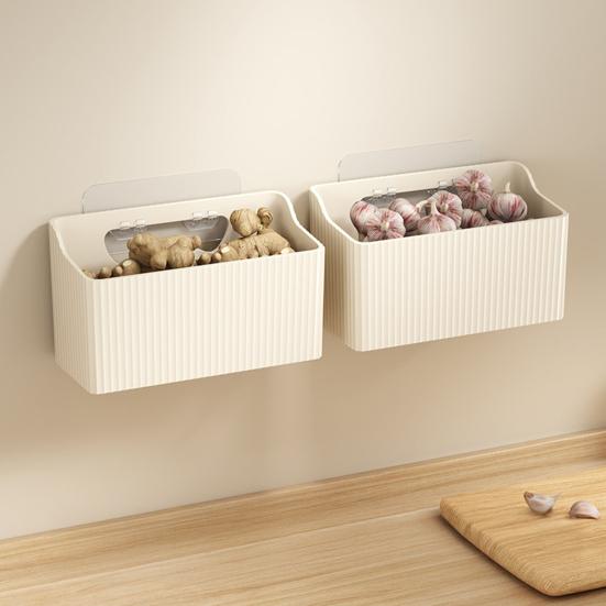 Storage Box No Drilling with Hollow Drain Holes Organizer Space-saving Storage Basket for Kitchen And Bathroom