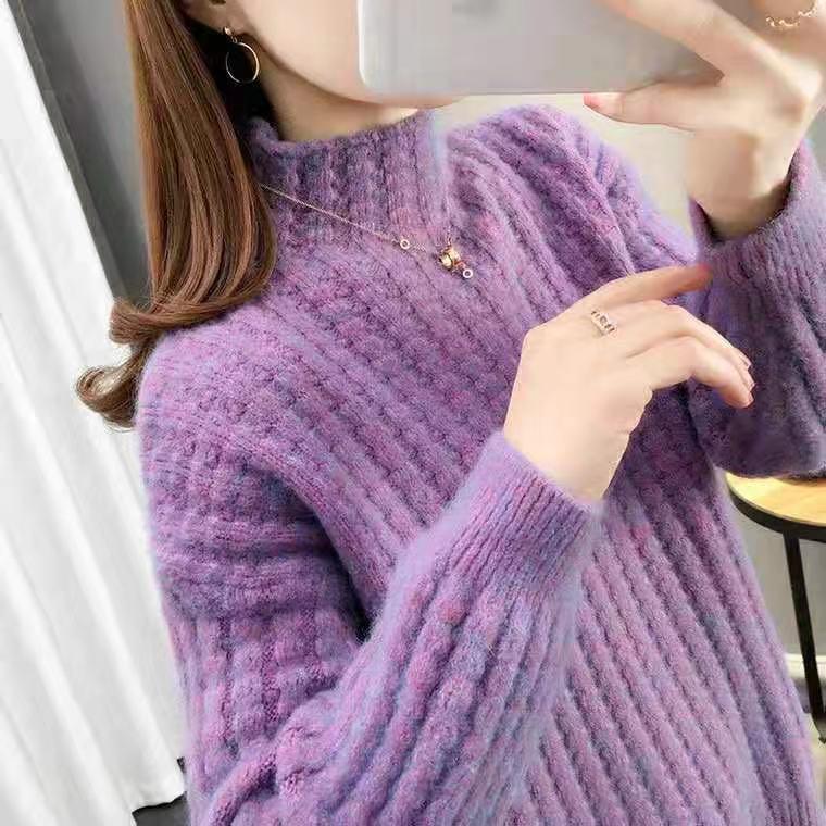 2023 Autumn/Winter Women's High Neck Cherry Red Cable Knit Sweater - Trendy Base Layer Outerwear