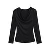 Women's Sexy Slim-Fit Low-Cut Long Sleeve T-Shirt: Spicy & Chic Solid Color Base Layer
