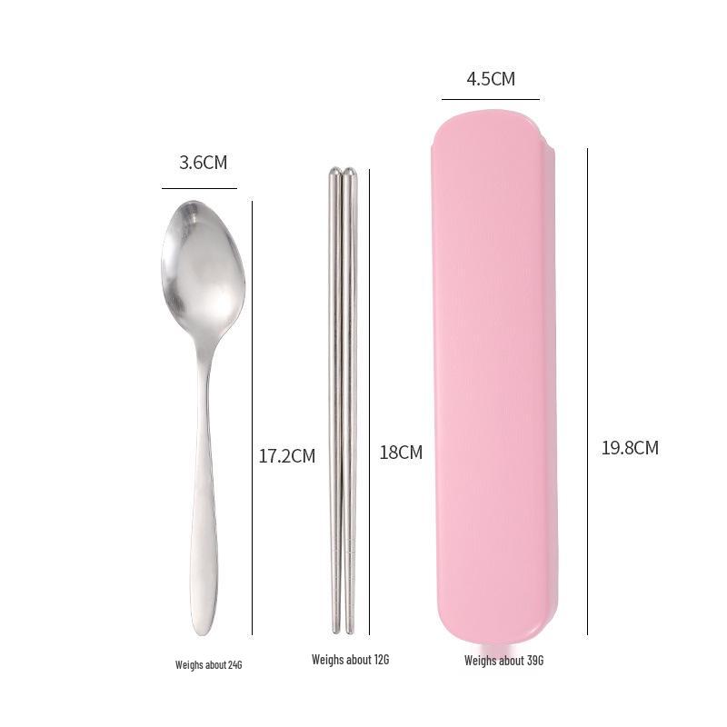 Portable Stainless Steel Cutlery Set: Fork, Spoon & Chopsticks - Ideal for Students & Outdoor Use