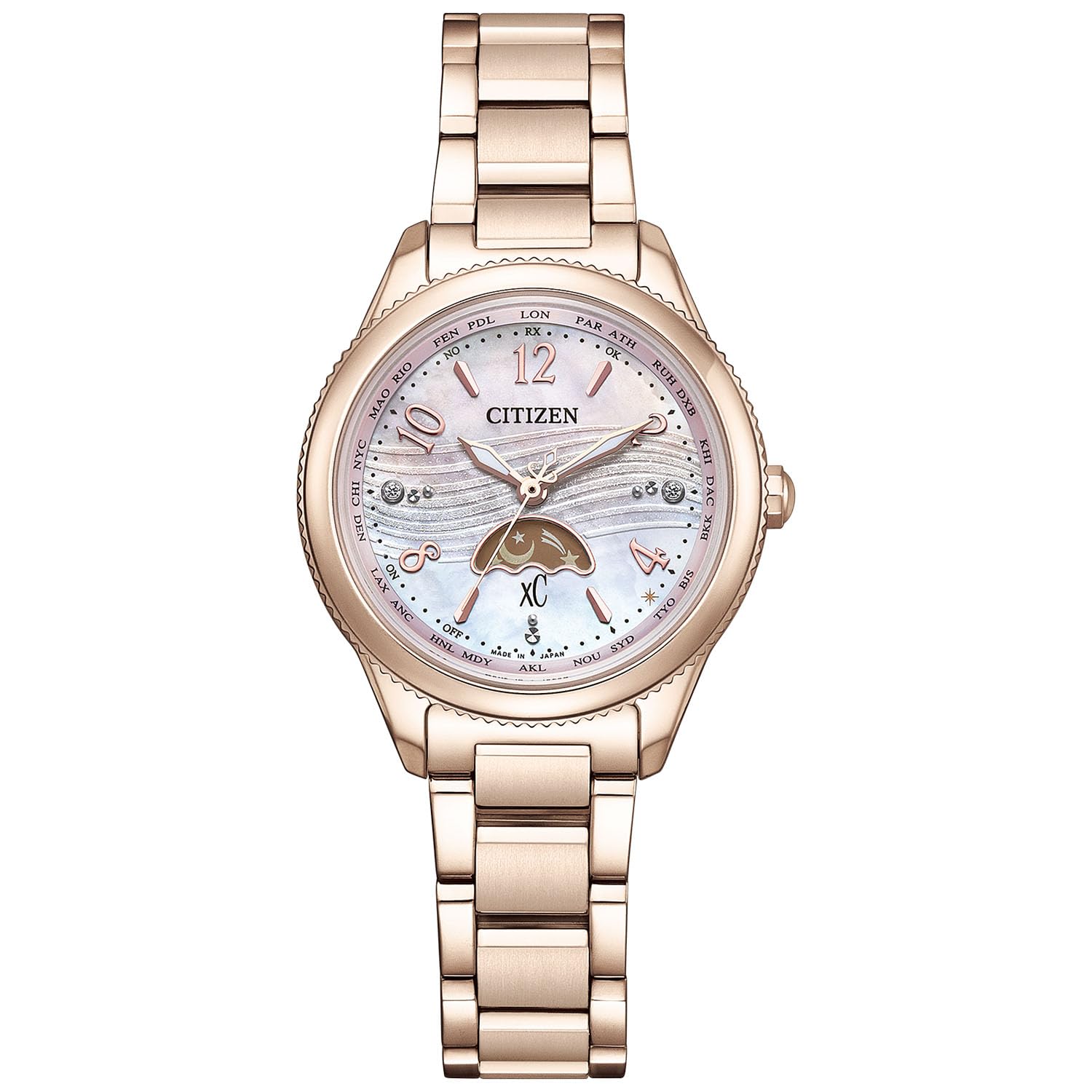 

Citizen XC Лімітована серія Sakura Sun Білий Рожевий Еко-Драйв Живлення від світла Радіокерований Годинник, Водонепроникний, Видання, Рожевий, Легкий, & Місяць,