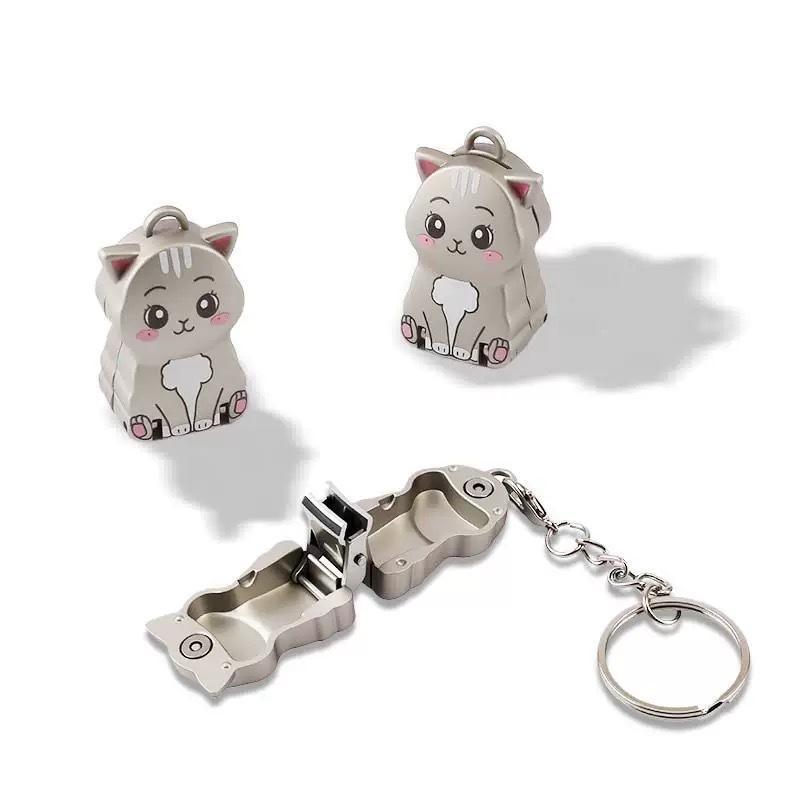 Stainless Steel Nail Clippers Exquisite Cute Kitten Shape Rustproof Sharp Keychain for Travel Outdoor Grooming Onesize