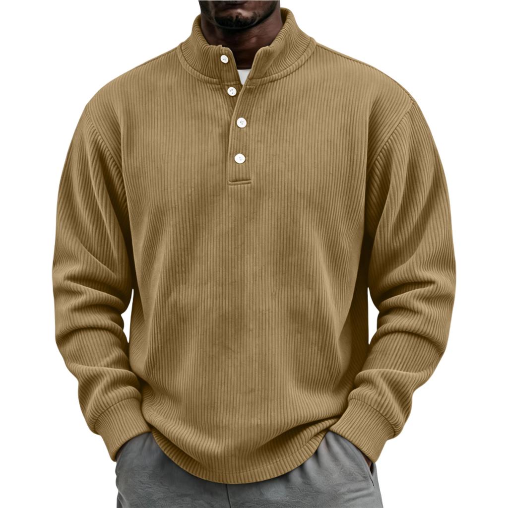 Men's Vintage Corduroy Casual Shirt with Stand Collar