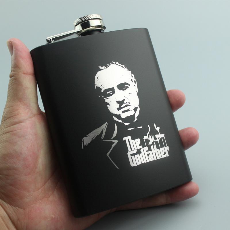 8 OZ Ounces Black Matte Metal Gift Stainless Steel Hip Flask Flagon Alcohol Bottle Whisky Vodka Laser Engraved LOGO Custom Made