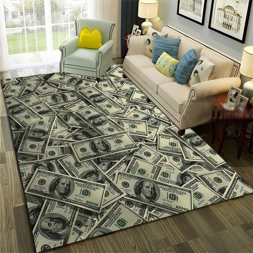3D Dollar Euro Money Rich Pattern Carpet Rug for Home Living Room Bedroom Sofa Doormat Decor,Child Area Rug Non-slip Floor Mat