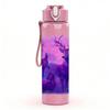 1PC Purple Silhouette Deer Forest Print 750ml Color Plastic Sports Water Bottle Leakproof Flip Straw Lid Suitable for Sports Office Home Use