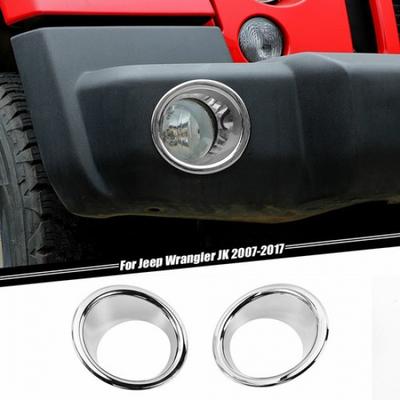 Chrome Front Fog Light Lamp Cover Trim Ring Frame For Jeep Wrangler JK 2007-2018