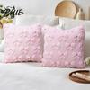 Romantic Room Decor Plush Throw Pillow Cover Heart Embroidery Cushion Case with 3D Bowknot Jacquard Cute Bow Tie Cases Soft Fluffy Decorative