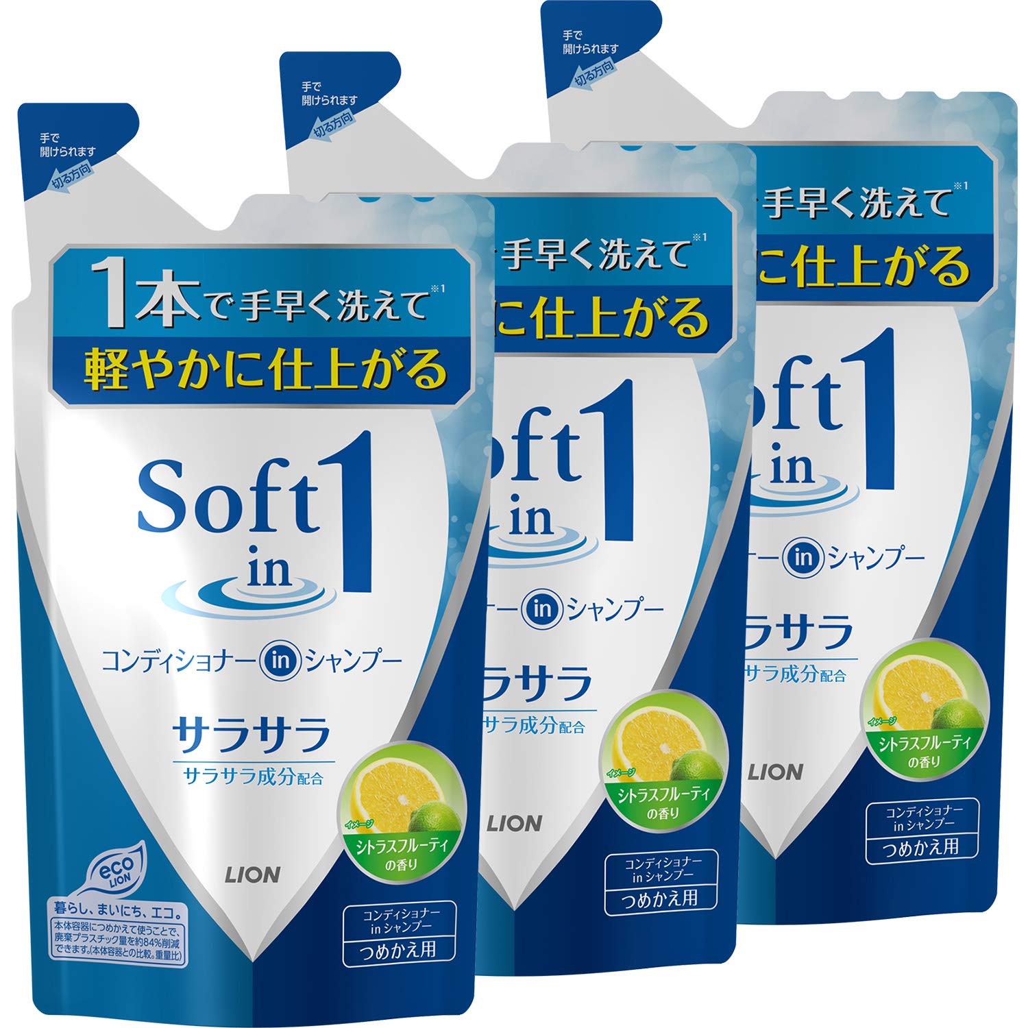 

[Bulk Purchase] Soft in One Shampoo, Smooth, Refill, 380ml x 3 Set