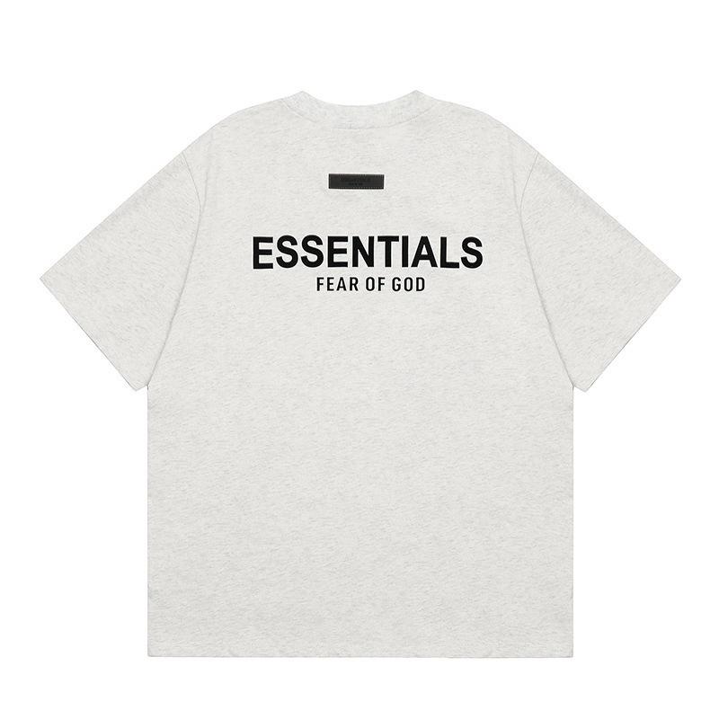 ESSENTIALS Double-line Flocking Trendy Unisex Cotton Short Sleeve & Shorts Set - Summer Casual