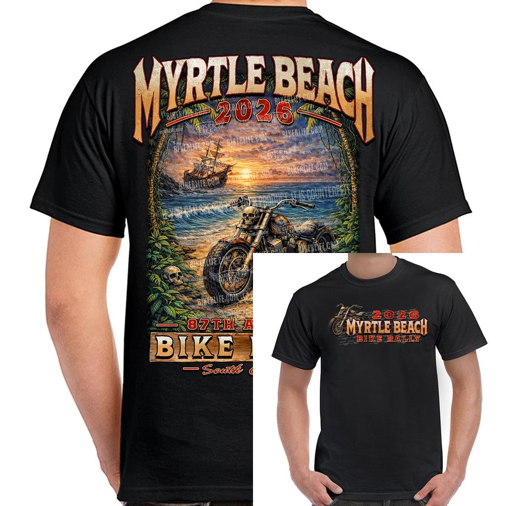 Rare Tshirt 2026 Myrtle Beach Bike Rally Tropical Jungle Graphic Printing Highend Luxury Unisex Style Both Of Men And Women