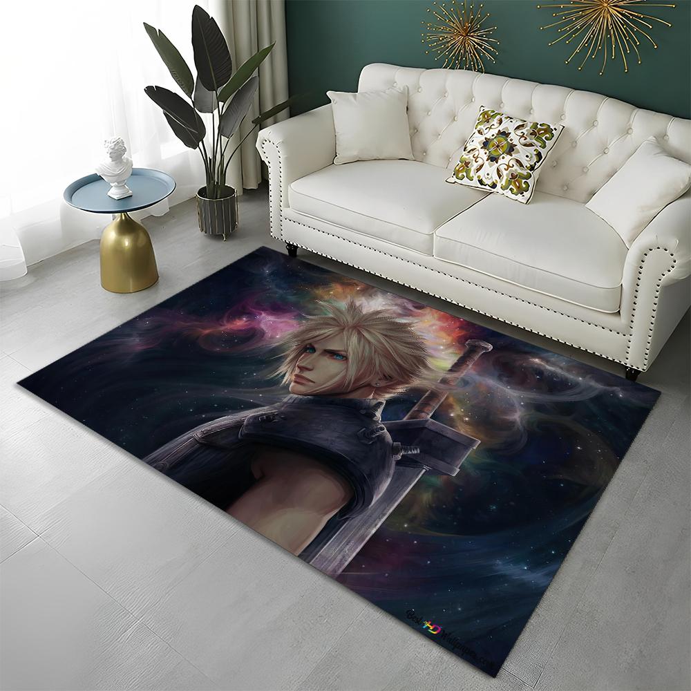 3D Final Fantasy Spiel Gamer FF14 HD Teppich für Zuhause Wohnzimmer Schlafzimmer Sofa Fußmatte Dekor, Kinderbereich Teppich Rutschfeste Bodenmatte