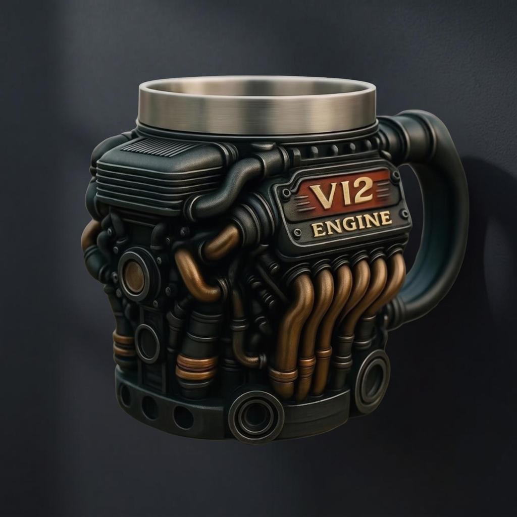 Engine Block Mug Industrial Mechanical for Car Enthusiasts, Mechanics
