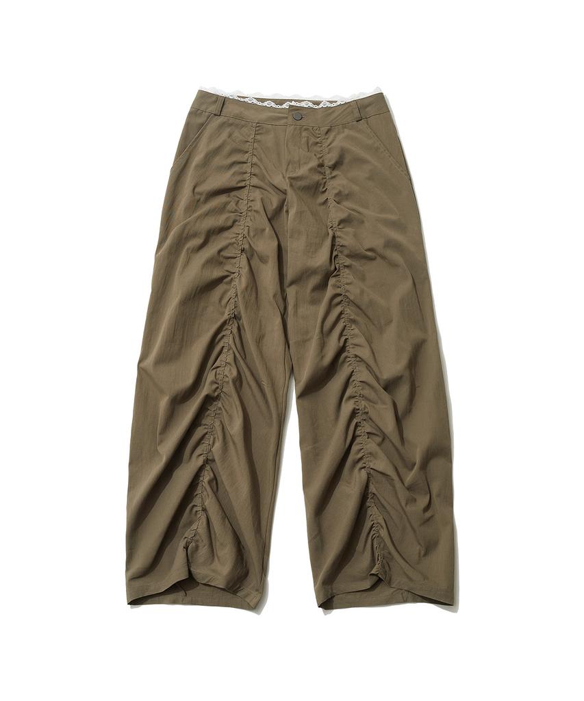 Isjabaibeu Lace Layered Wide Pants - Khaki