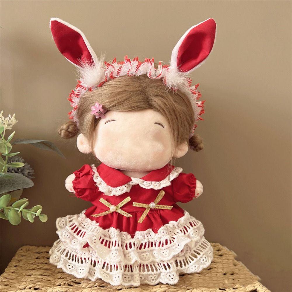 Doll Accessories Miniature Dress Suit Multicolor Doll Headwear Dress Set  Cotton Stuffed Doll