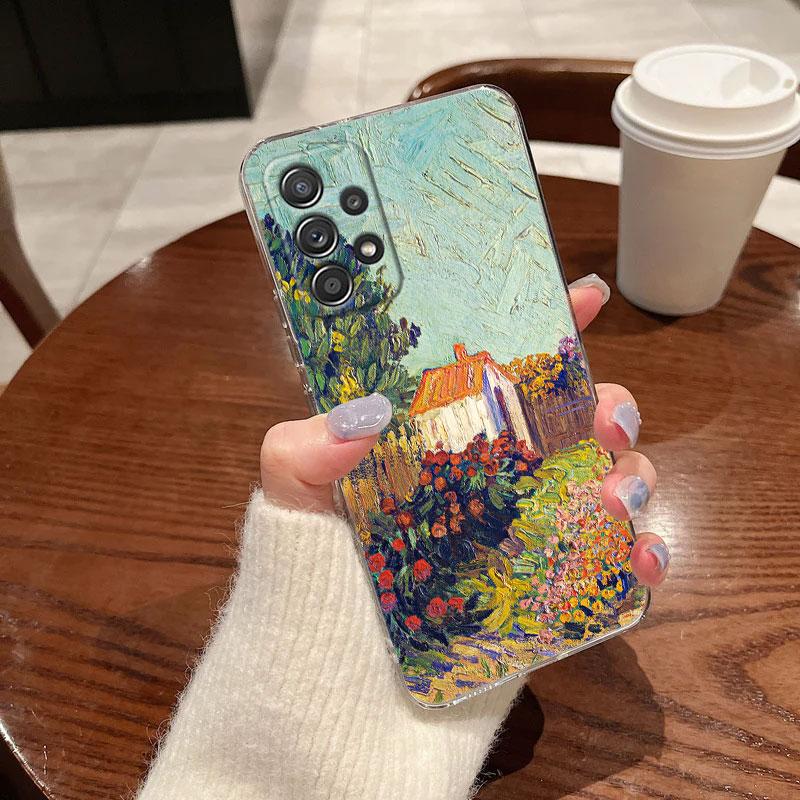 Van Gogh Sunflower Starry For Samsung Galaxy A55 Case A54 A52 A53 5G A15 A14 A13 A21S A23 A51 A34 A35 A33 A32 A72 71 Clear Cover