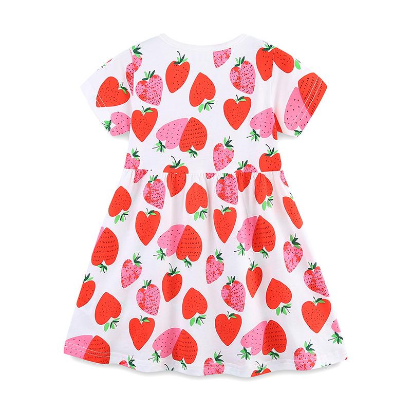 Girls princess dress summer new girls dress cute strawberry print short-sleeved children's skirt