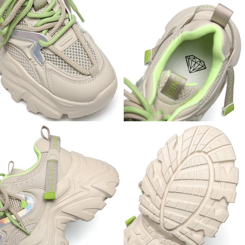 Strictly Selected Platform Dad Shoes Women's Spring and Summer New Color Matching Muffin Leather Casual Shoes Mesh Breathable Versatile Sports Shoes