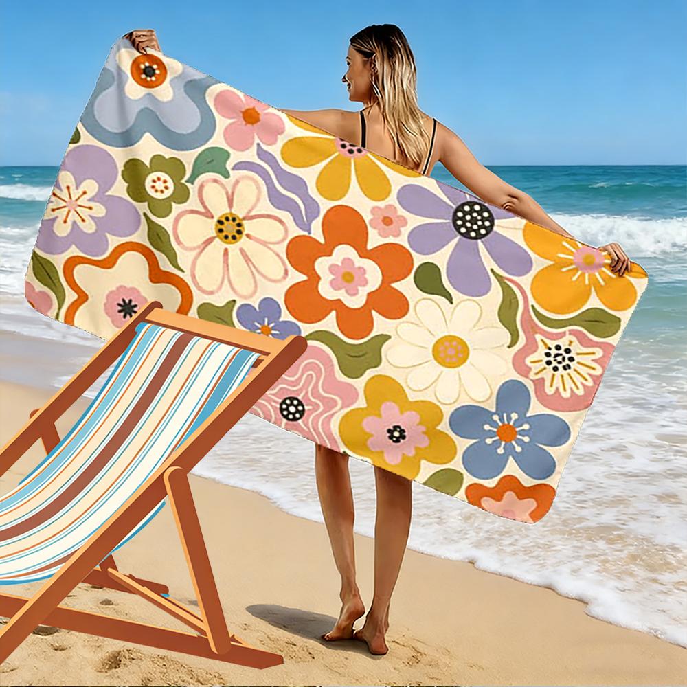 Retro Floral Pattern Beach Towel Beach Towel Quick-drying for Travel Outdoor Sports Jogging Beach and Swimming