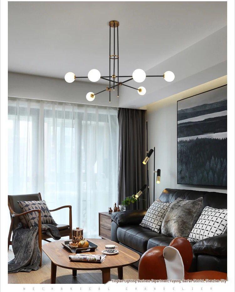 Modern Minimalist Multi-head LED Glass Ball Pendant Light for Bedroom, Dining, or Living Room