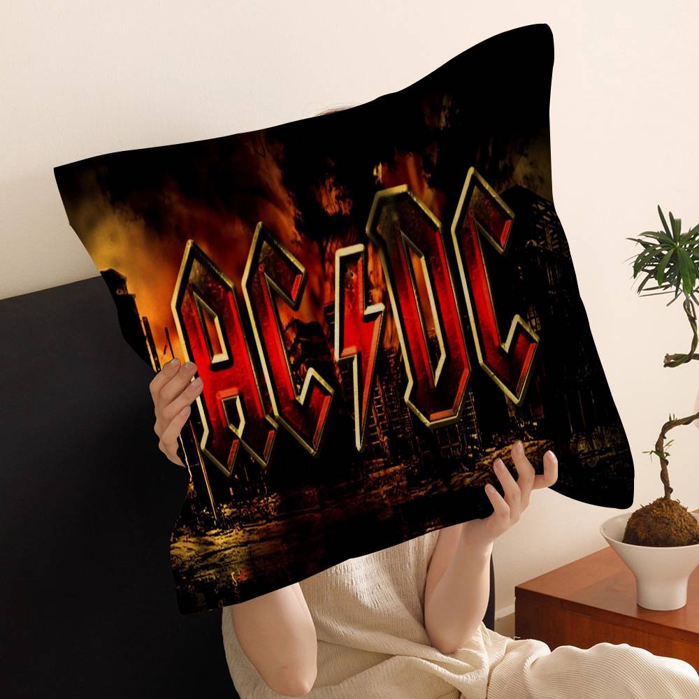 A-AC-DC Band Kissenbezug Auto Wurfkissenhülle Für Sofa Auto Weihnachtsgeschenk 40x40cm 45x45cm
