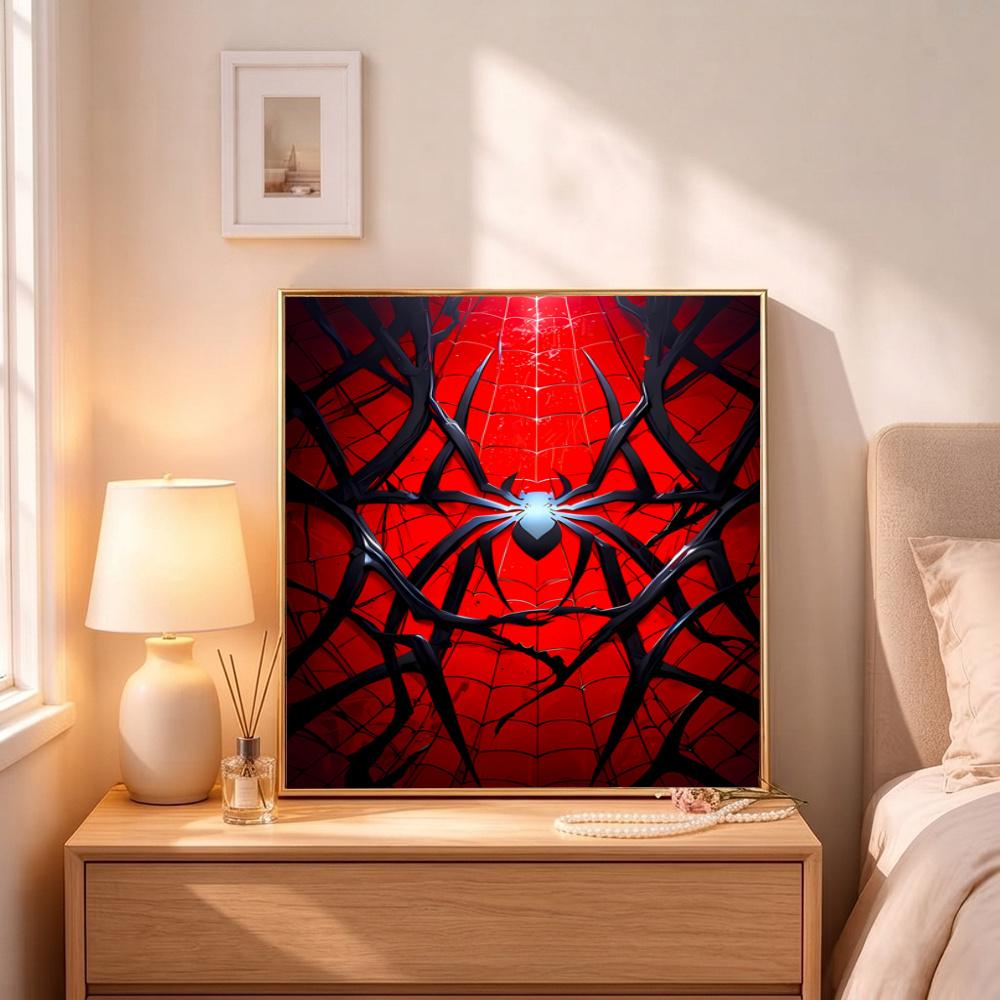 Creepy Spider 5D Diy Diamond Painting Round Diamond Diy Frameless Holiday Artwork Suitable For Home Office Wall Decoration