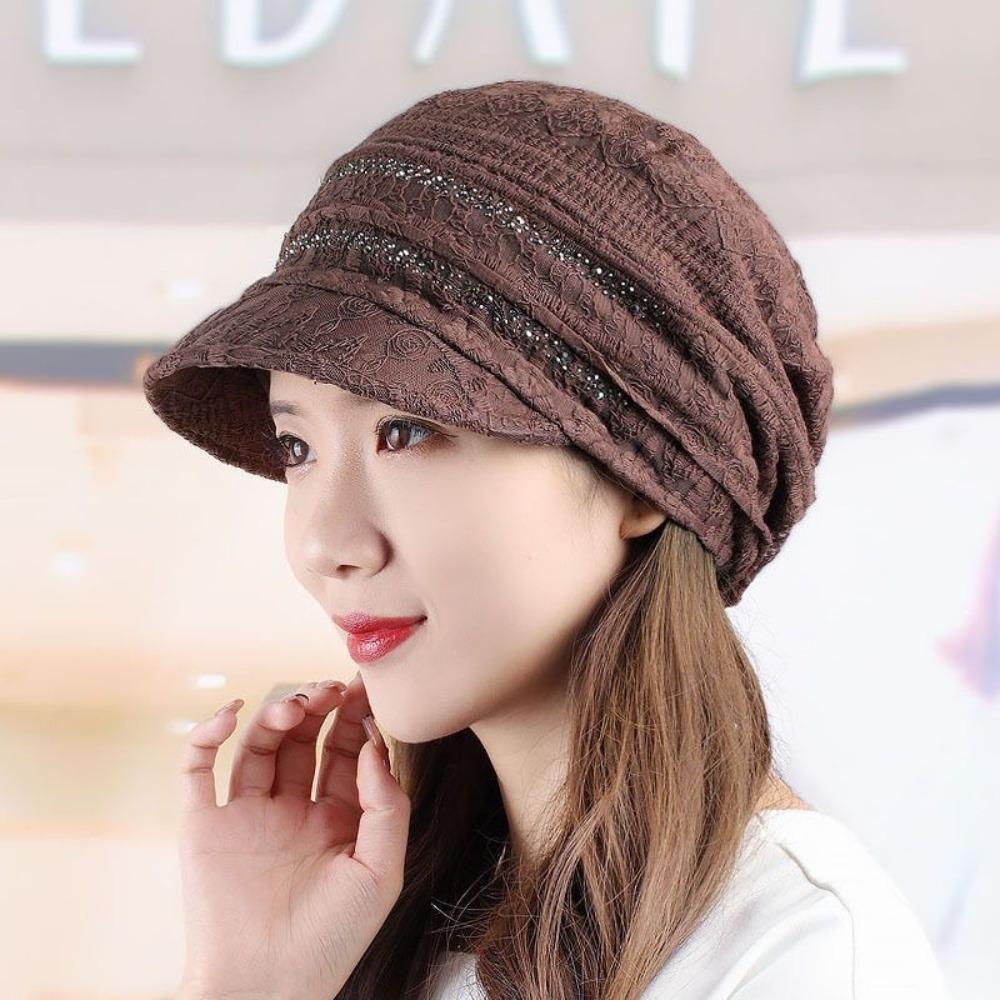 Embroidery Women Baseball Cap Breathable Turban Beanies Hat Flower Beanie Cap  Autumn Summer