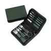 Dark Green Zipper Bag 6/9-Piece Beauty Set: Nail Clippers, Eyebrow Trimmer, Tweezers, Ear Spoon.