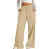 Womens Elevated Wide Leg Pants Drawstring Waist Relaxed Palazzo Trousers