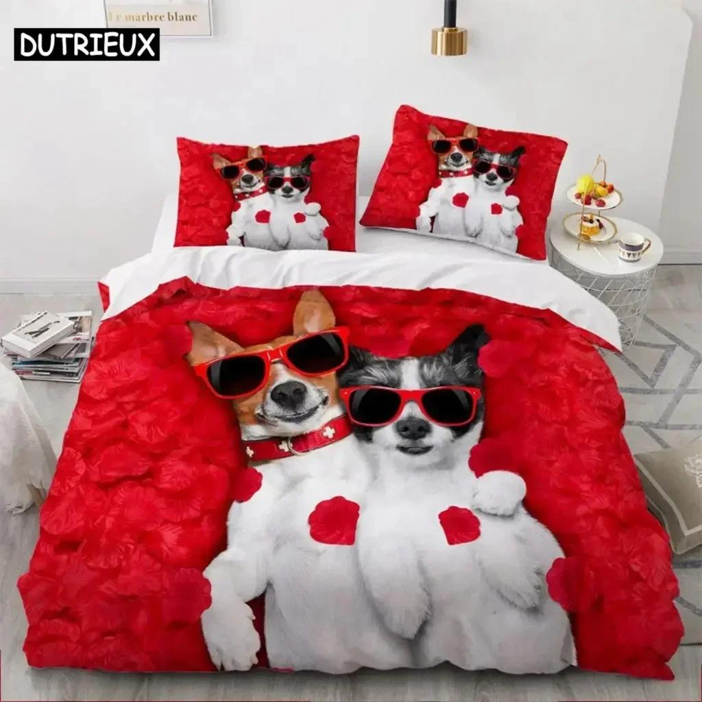 3D Dog Bedding Set For Bedroom Soft Modern Bedspreads Comefortable Kids Duvet Cover Quilt Cover And Pillowcase